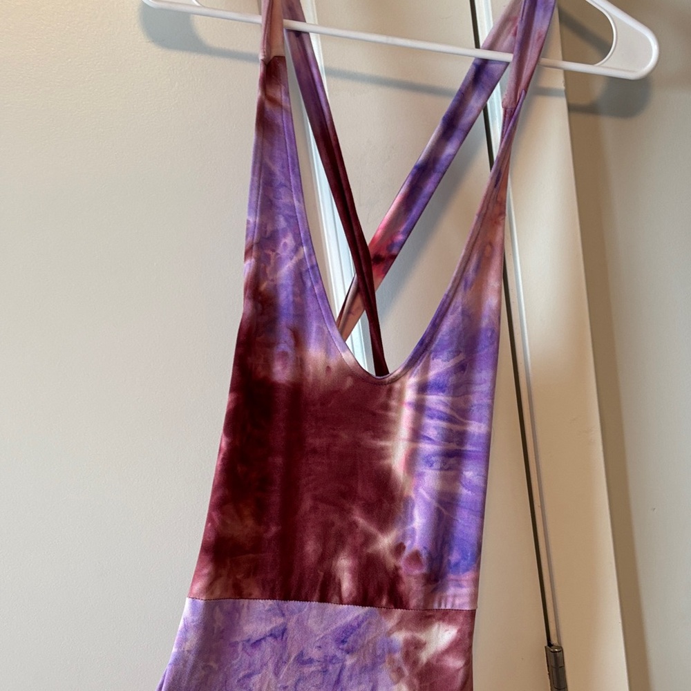Purple Tie-Dye Crossback jumpsuit